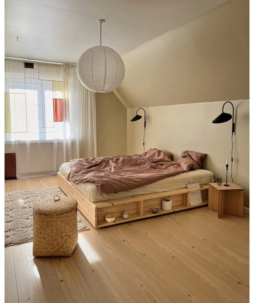 Двойно легло от борова дървесина с решетка 160x200 cm Ziggy - Karup Design