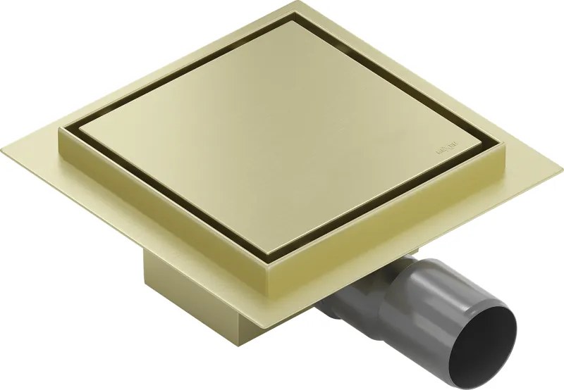 Mexen Flat-Q M13 квадратен подов сифон 15 x 15 см, златен четкан - 1A10015
