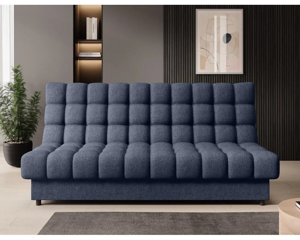 Син шенилов разтегателен диван с място за съхранение 197 cm Clareta – ELTAP