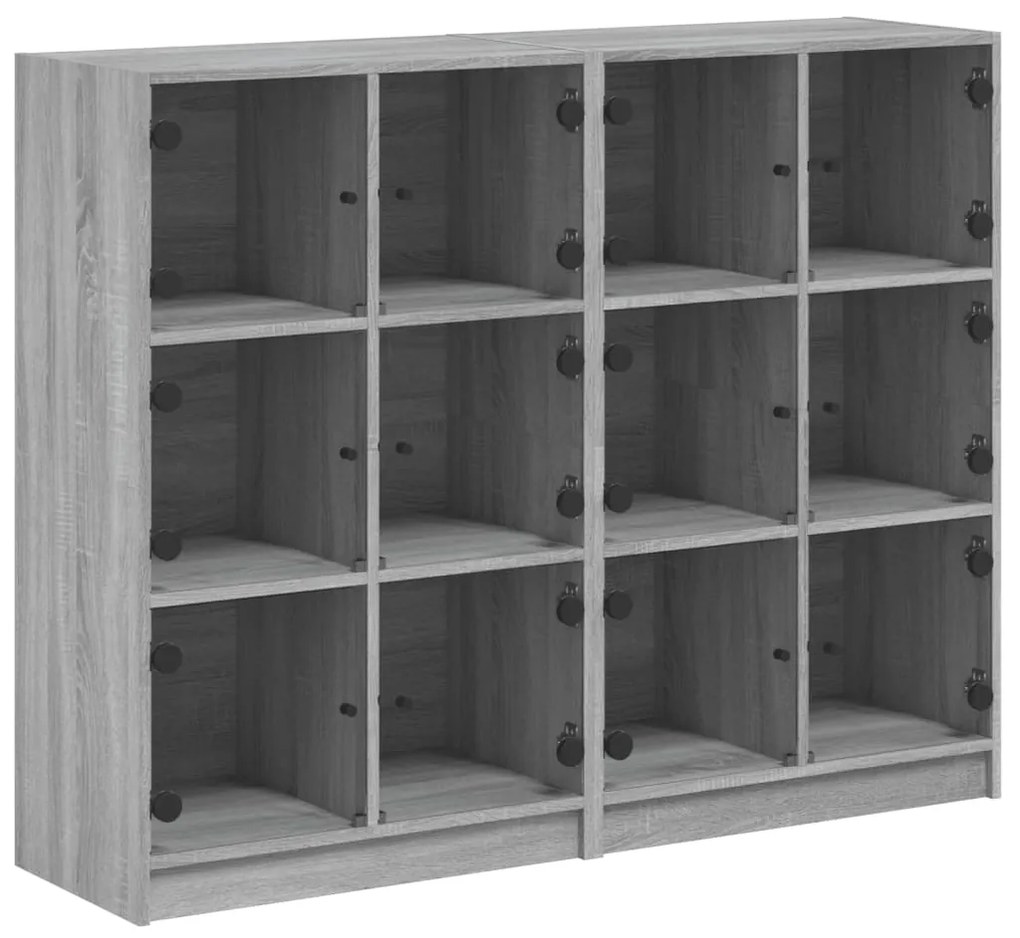 3206515 vidaXL Библиотека с врати сив сонома 136x37x109 см инженерно дърво