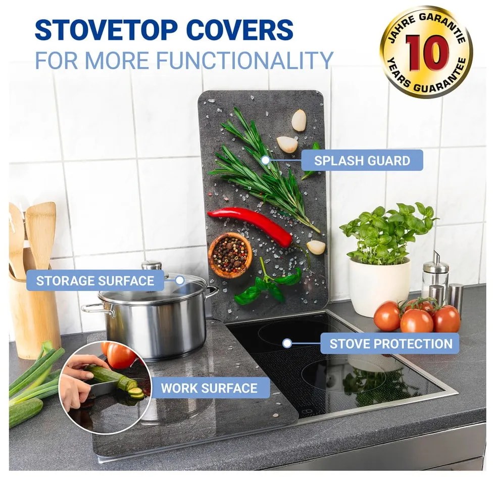 Капаци за печка в комплект от 2 броя от закалено стъкло 52x30 cm Rosemary - Maximex