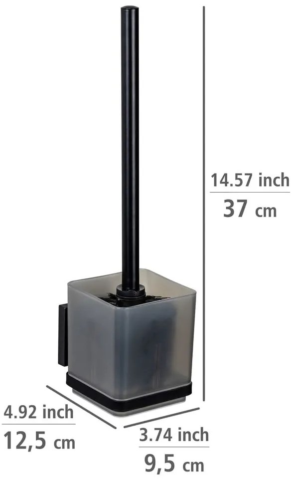 Черна самозалепваща пластмасова четка за тоалетна Quadro – Wenko