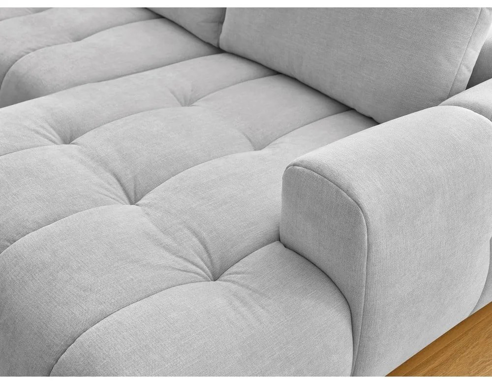 Светлосив сгъваем/с място за съхранение ъглов диван (ляв ъгъл/U форма) Fuji – Bobochic Paris