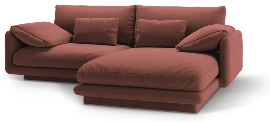 Розов кадифен ъглов диван (десен ъгъл) Torino – Micadoni