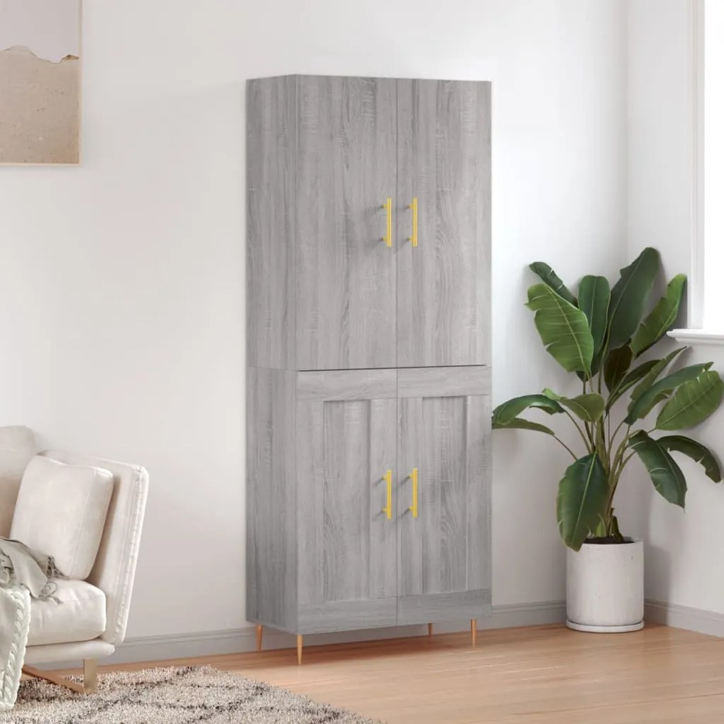 3195785 vidaXL Висок шкаф, сив сонома, 69,5x34x180 см, инженерно дърво