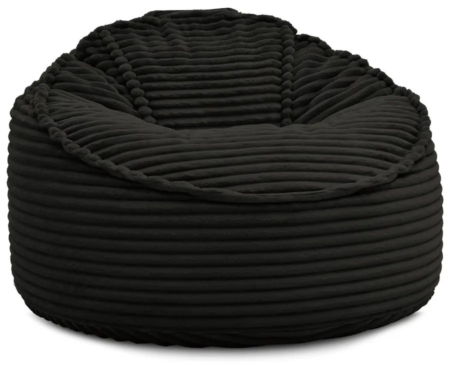 Черен пуф от рипсено кадифе Socrate – Bobochic Paris