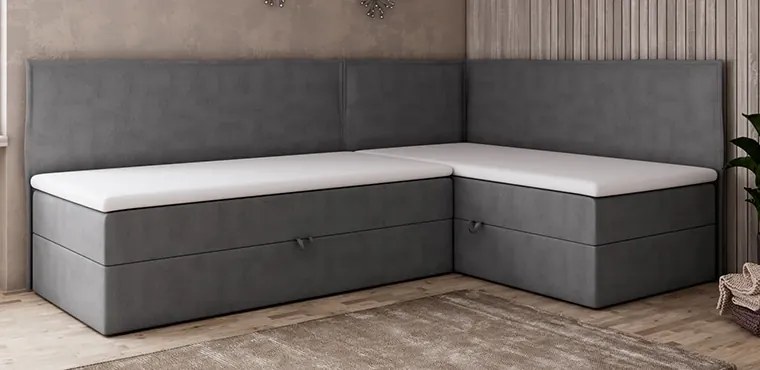 Ъглови боксспринг легла Бали-70x200-Grey