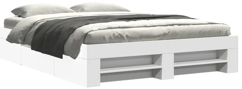 3295464 vidaXL Рамка за легло, бяла, 150x200 см, инженерно дърво