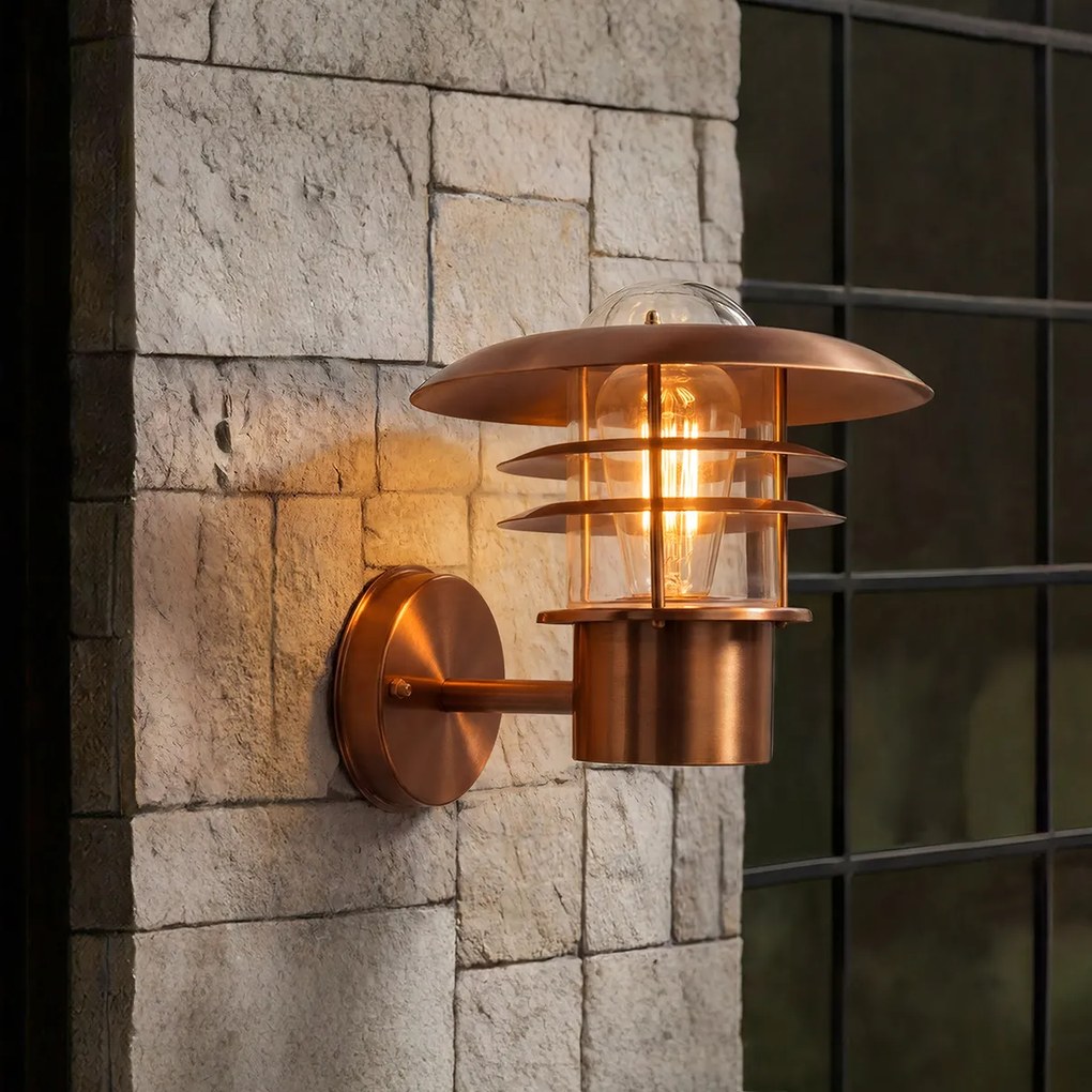 Винтидж външна стенна лампа медна IP44 - Prato