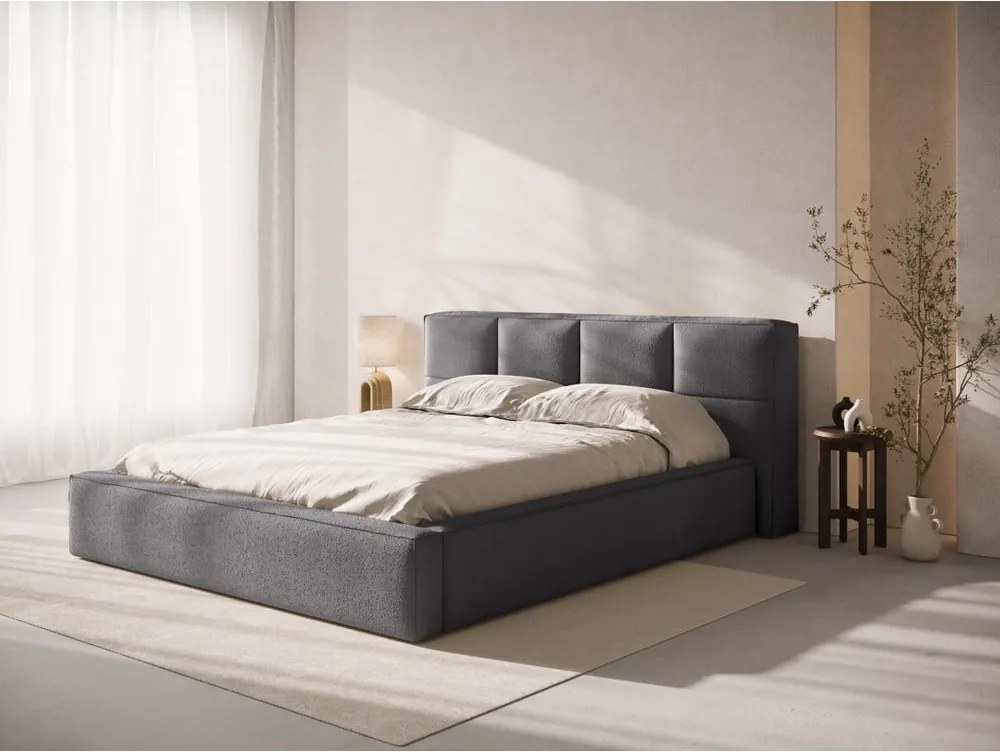 Тъмносива тапицирана табла за легло 189x100 cm Darren – Micadoni