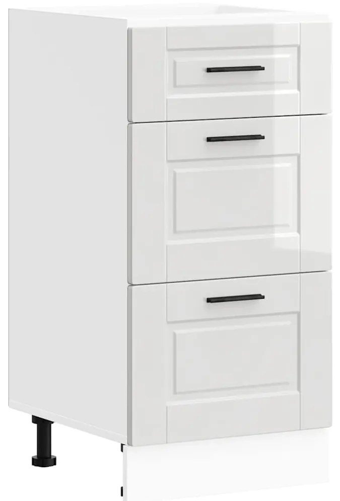 854222 vidaXL Кухненски шкаф Porto, бял гланц, инженерно дърво