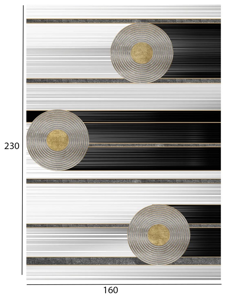 Килим 160х230 - HM7675.24 цвят черен-бял