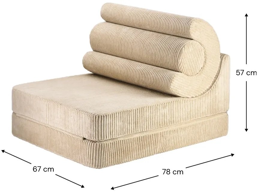 Светлокафяв детски стол от рипсено кадифе Flipster – Wigiwama