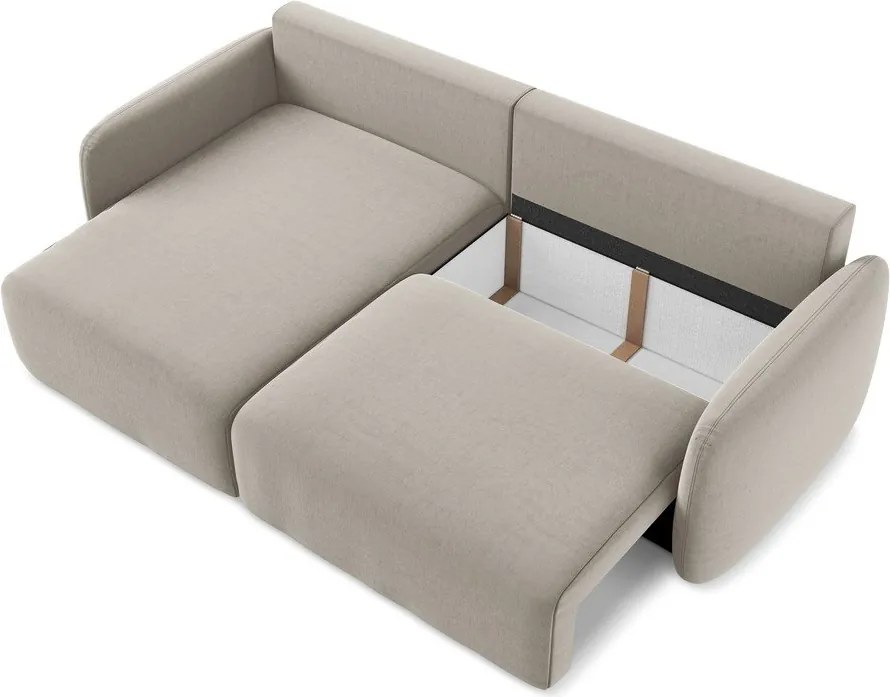 Кафяво-сив кадифен сгъваем/с място за съхранение ъглов диван (ляв ъгъл) Kalena – Makamii