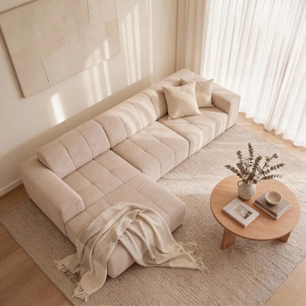 Бежов ъглов диван (ляв ъгъл) Chicago - Cosmopolitan Design