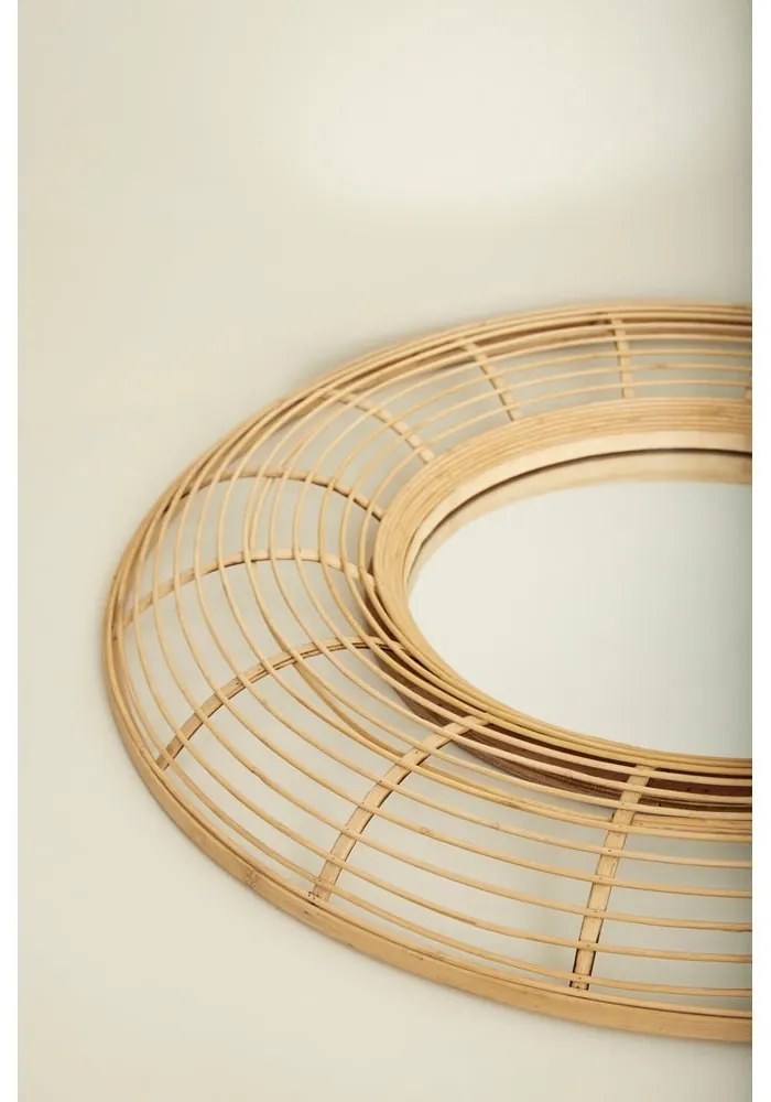 Стенно бамбуково огледало ø 80 cm Charm – Hübsch