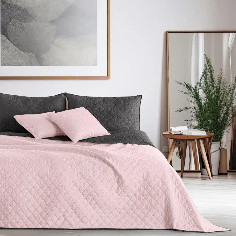 Розова и черна двустранна покривка за легло от микрофибър , 260 x 280 cm Axel - DecoKing