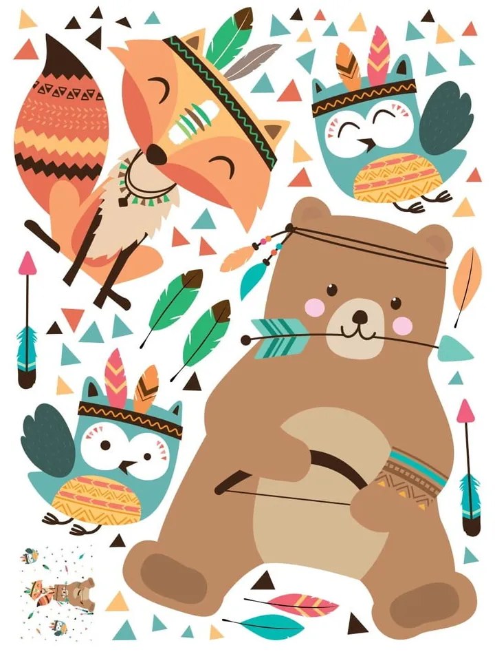 Детски стикери за стена Мечо индиец Happy - Ambiance