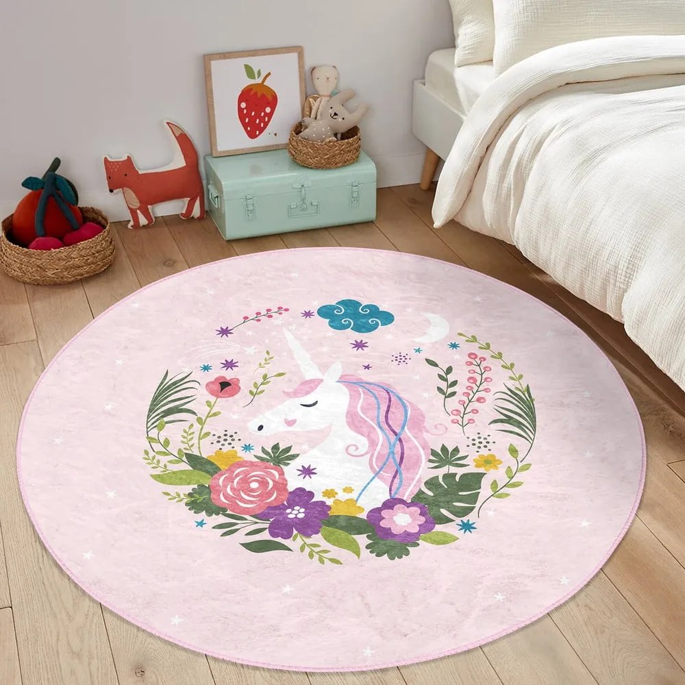 Розов детски килим ø 120 cm Comfort - Mila Home