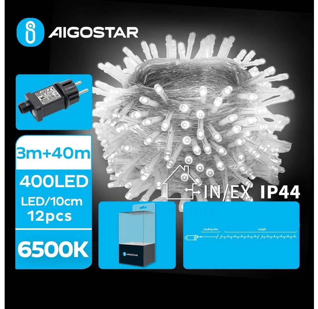 Aigostar - LED Екстериорни коледни лампички 400xLED/8 функции 43 м IP44 студено бял