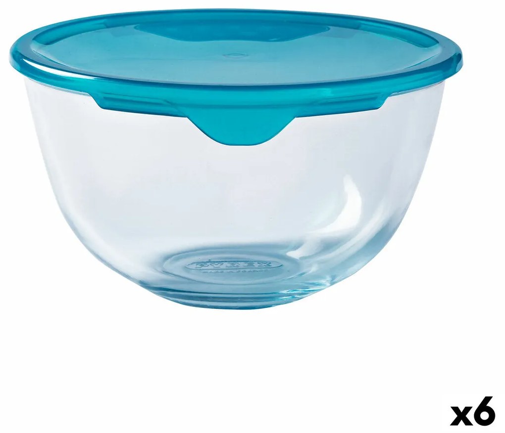 Кръгла Кутия за Обяд с Капак Pyrex Cook &amp; Store Син 15 x 15 x 8 cm 500 ml Силикон Cтъкло (6 броя)