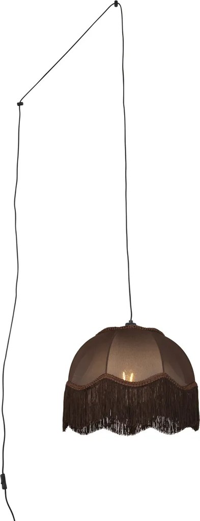 Cavalux Pendant Lamp: Black Fitting, Brown Shade with White Interior, and Plug - 31.5cm