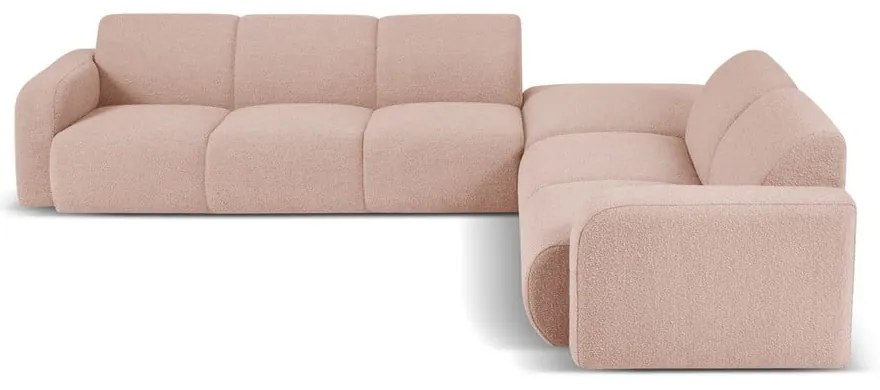 Розов ъглов диван от плат букле (десен ъгъл) Molino - Micadoni Home