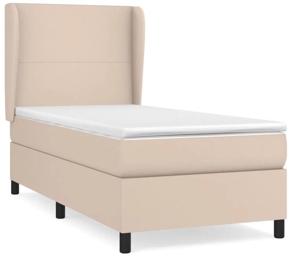 3128888 vidaXL Боксспринг легло с матрак, капучино, 90x190 см, изкуствена кожа