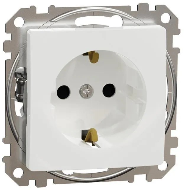 SE Контакт шуко с детска защита авт. цвят Бял Sedna  - SDD111022