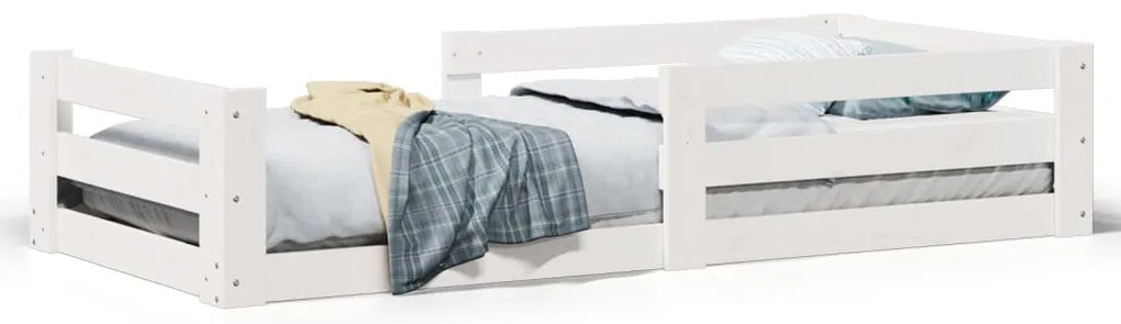 855697 vidaXL Рамка за легло без матрак, бял, 75x190 см, борово дърво масив