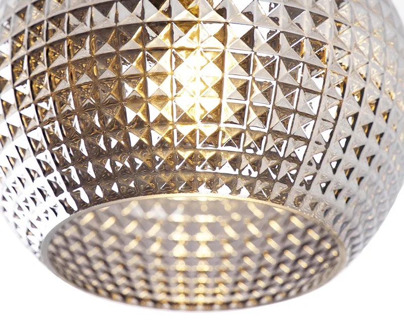 Таванна лампа в стил Арт Деко черна с опушено стъкло - Sphere