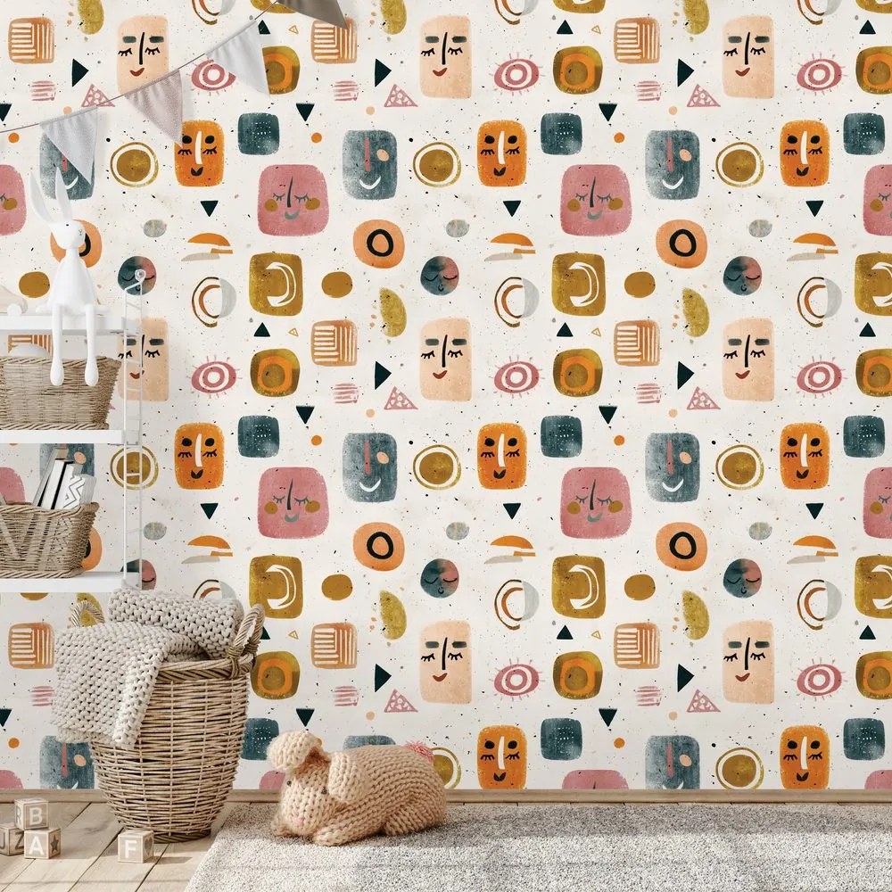 Самозалепващ тапет – Абстрактни лица и геометрия