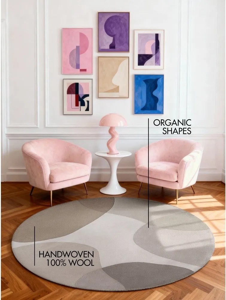 Бежов ръчно изработен вълнен кръгъл килим ø 160 cm Hackney Clarissa – Ted Baker