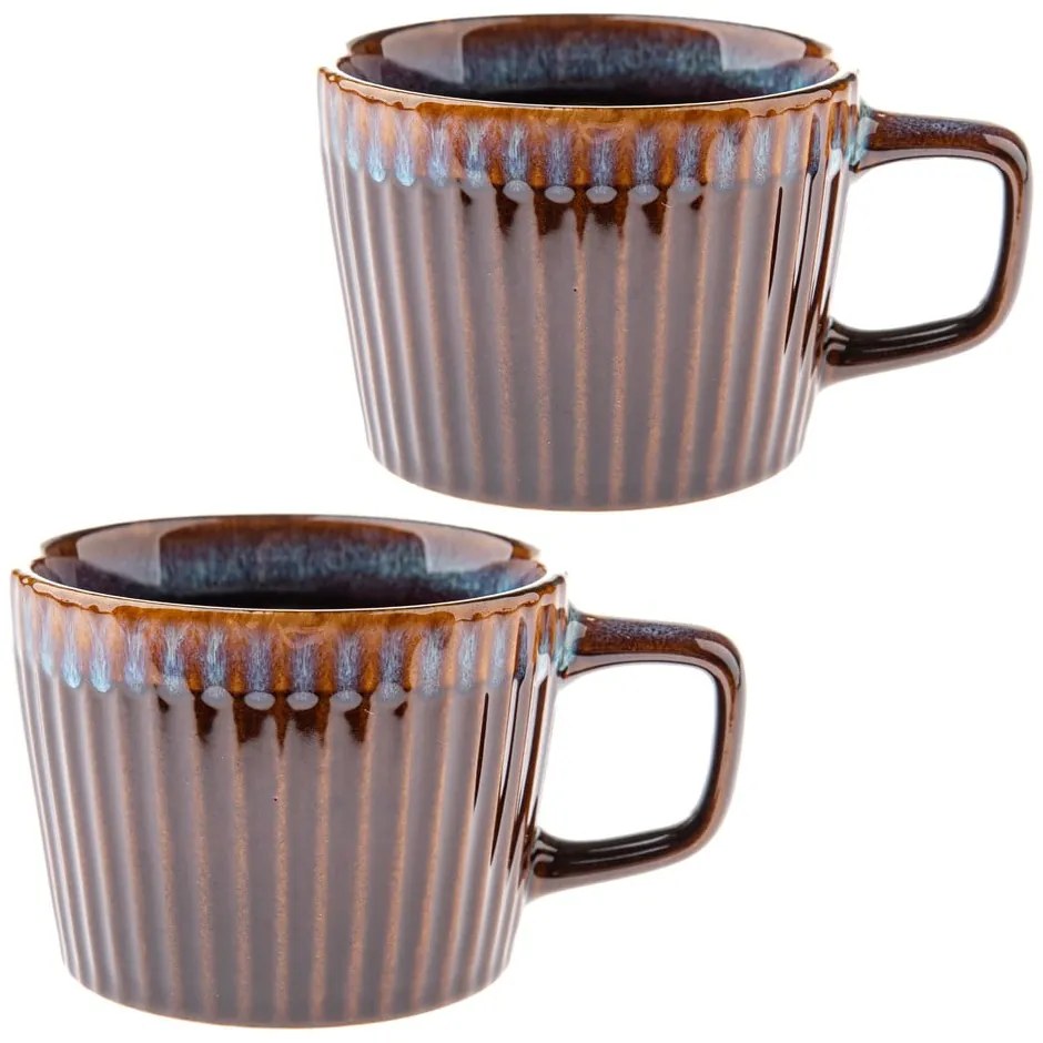 Сини/кафяви глинени чаши в комплект 2 бр. за капучино 190 ml Tone – Dakls