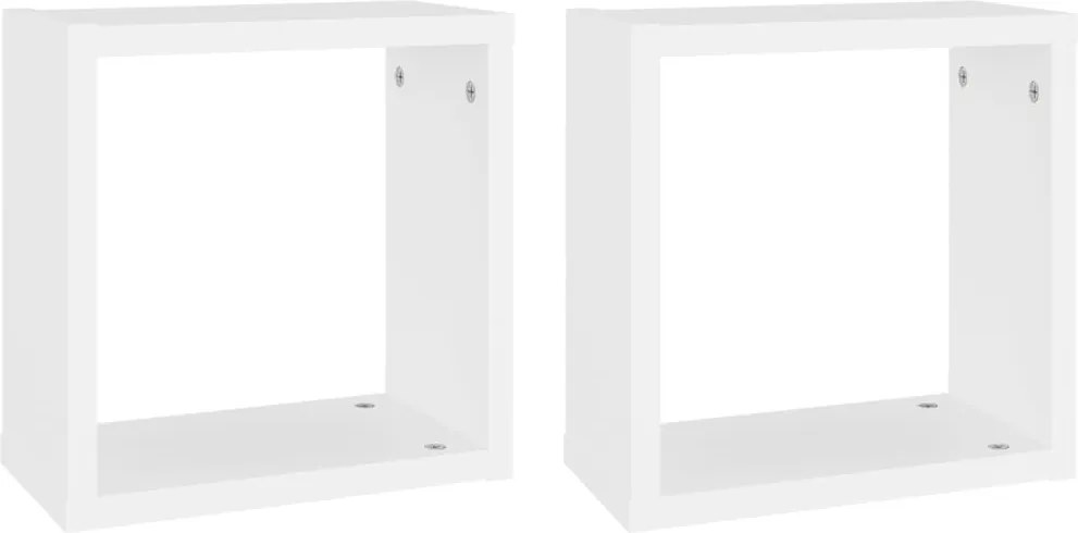 806998 vidaXL Стенни кубични рафтове, 2 бр, бели, 30x15x30 см
