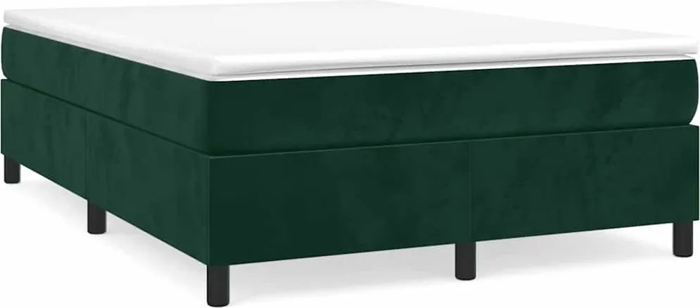 3121123 vidaXL Рамка за легло с пружини, тъмнозелена, 140x200 см, кадифе
