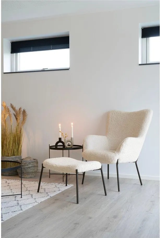 Кремава табуретка от изкуствен косъм Glasgow – House Nordic