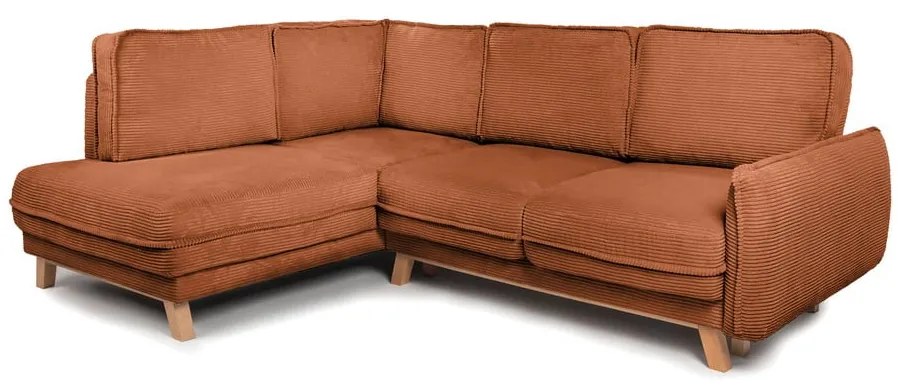 Оранжев сгъваем ъглов диван от рипсено кадифе (ляв ъгъл) Tori – Bonami Selection