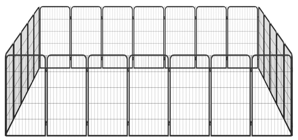 Заграждение за куче черно 24 панела 50x100 см прахово боядисано
