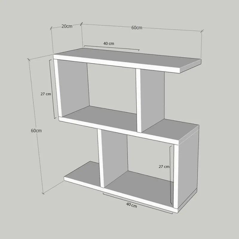 Конзола Kalune Design 854KLN2805, 60х60 см, 3 нива, Меламиново покритие, Черен