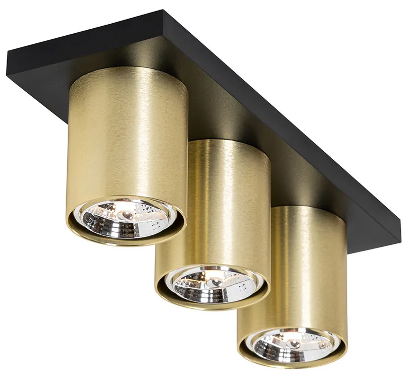 Модерен таванен прожектор черен със злато 3-светлина - Tubo