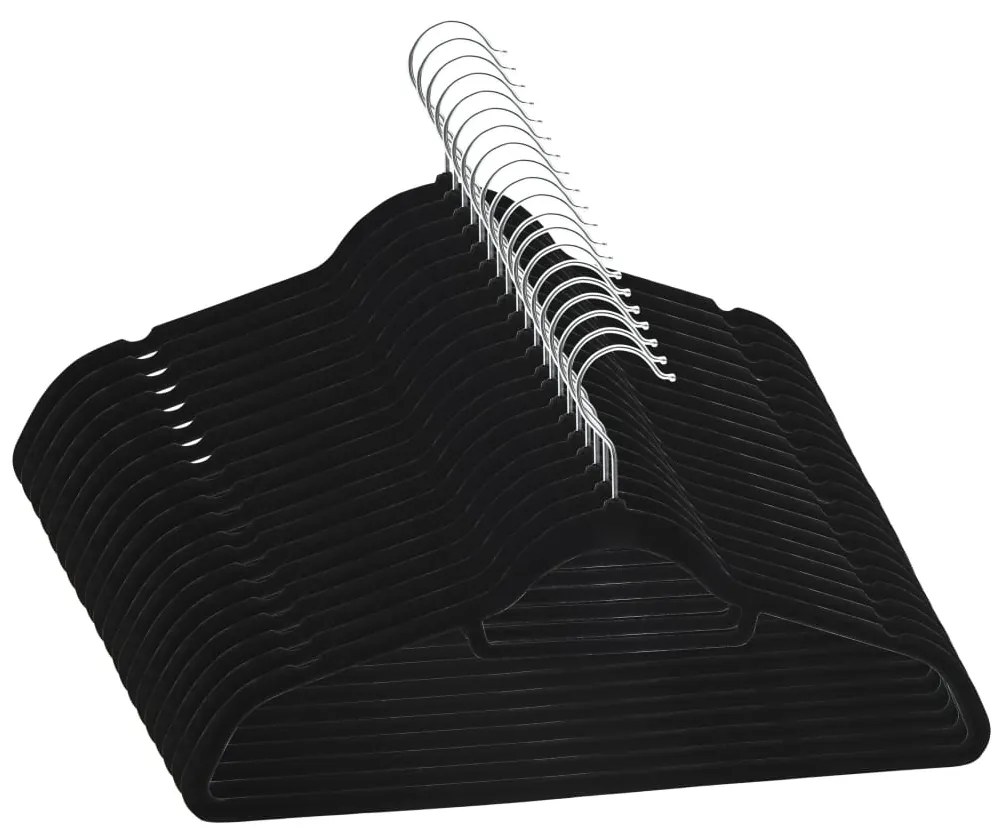 289920 vidaXL 20 бр Комплект закачалки за дрехи антиплъзгащи черно кадифе