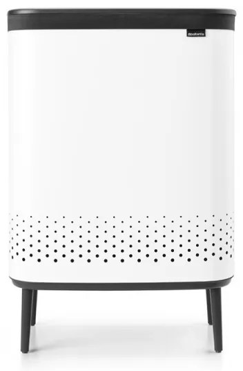 Кош за пране Brabantia Bo 1004176, 2x45 л, Пълнене без отваряне, Вентилационни отвори, Регулируеми крачета, Бял