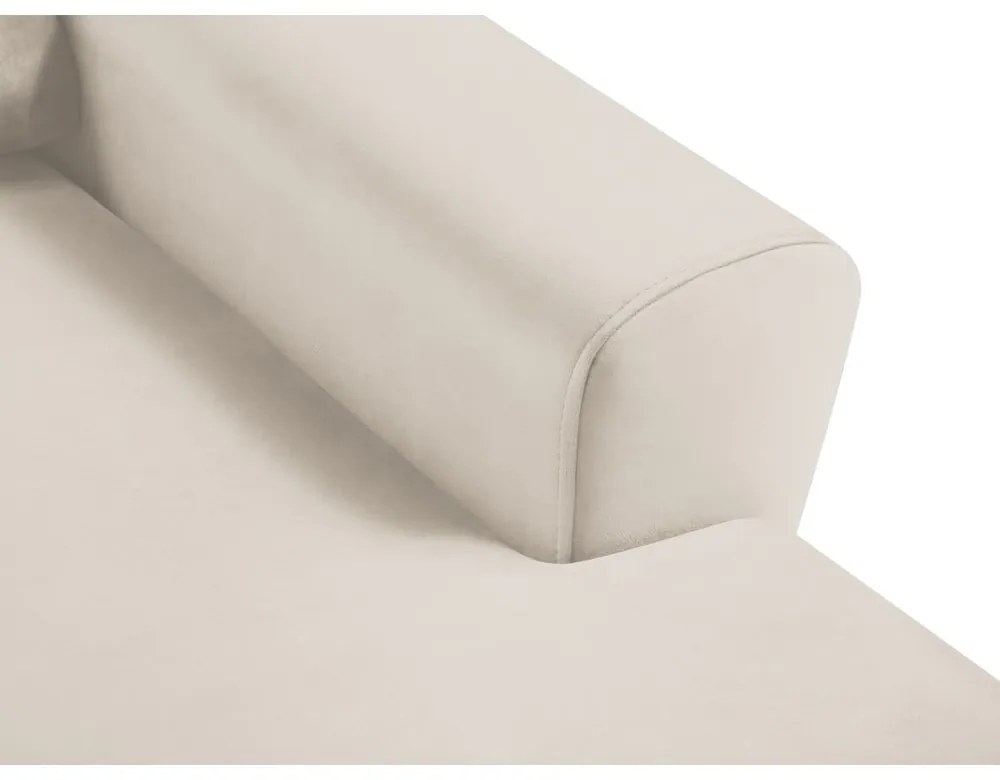 Бежов кадифен разтегателен ъглов диван с място за съхранение (десен ъгъл) Kyoto – Cosmopolitan Design