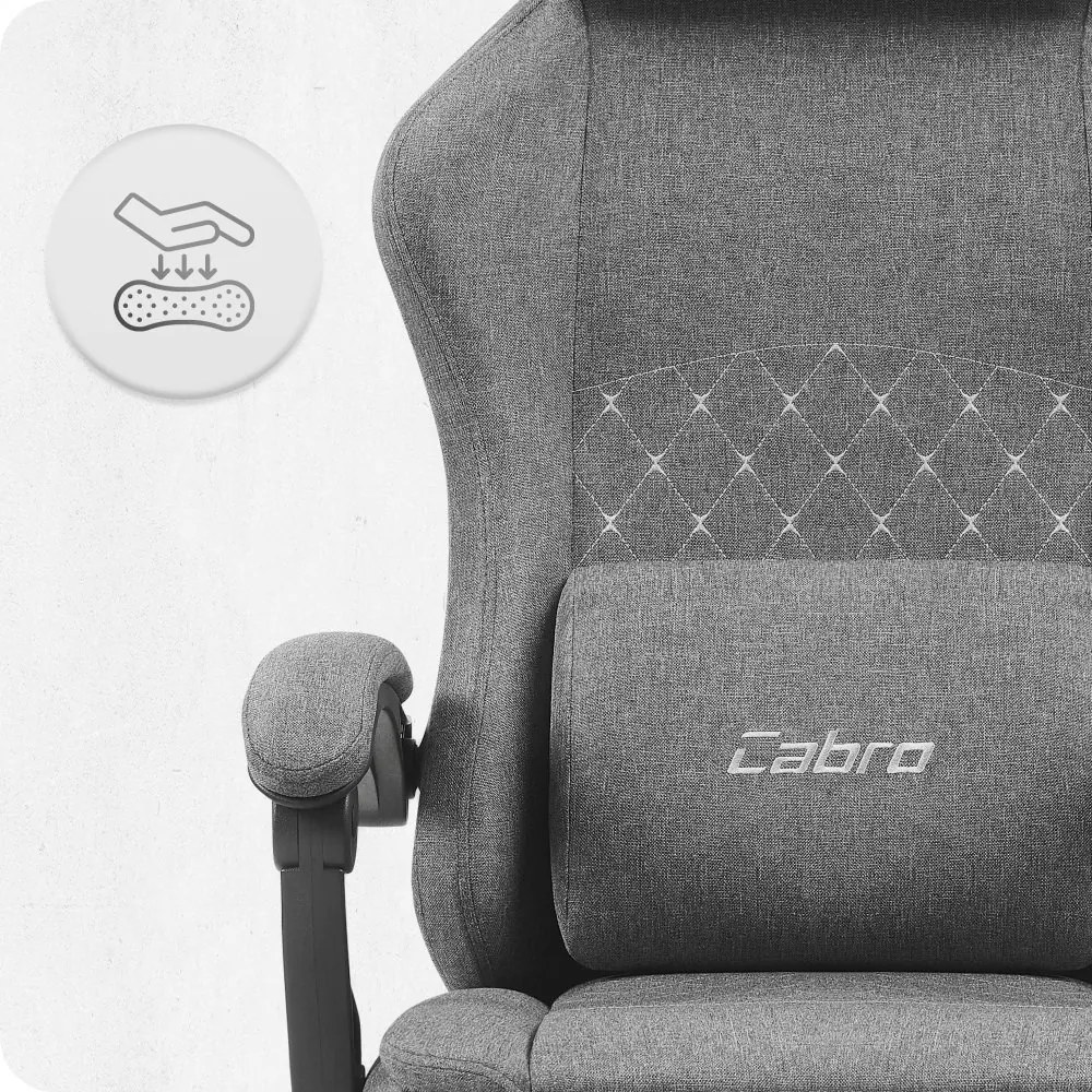 CABRO C503 дизайнерски геймърски стол с подложка за крака, до 150 кг, сив