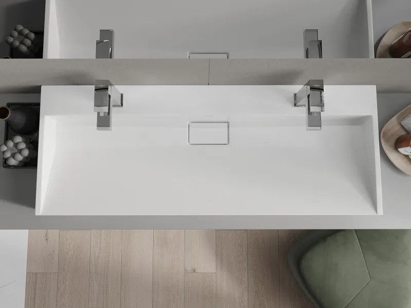Mexen Ava мивка за плот от конгломерат 2/O 120 x 46 cm, бяла - 23011202