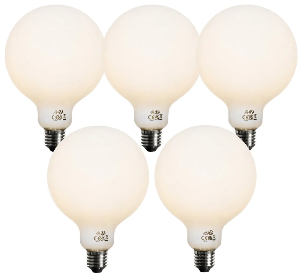Комплект от 5 димируеми LED крушки E27 Опал G125 5W 450 lm 3000K