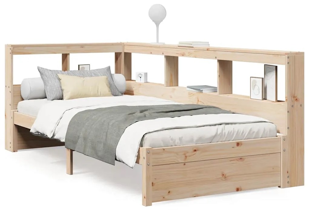 3324366 vidaXL Легло с рафтове за книги, без матрак, 90x190 см, бор масив