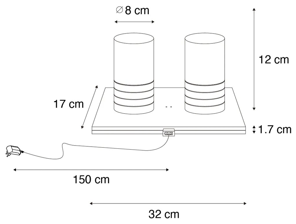 Комплект от 2 настолни лампи тъмно бронзови RGBW акумулаторни - Alessia