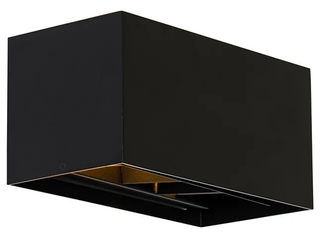 Модерна стенна лампа черна правоъгълна 2-светлина - Edwin